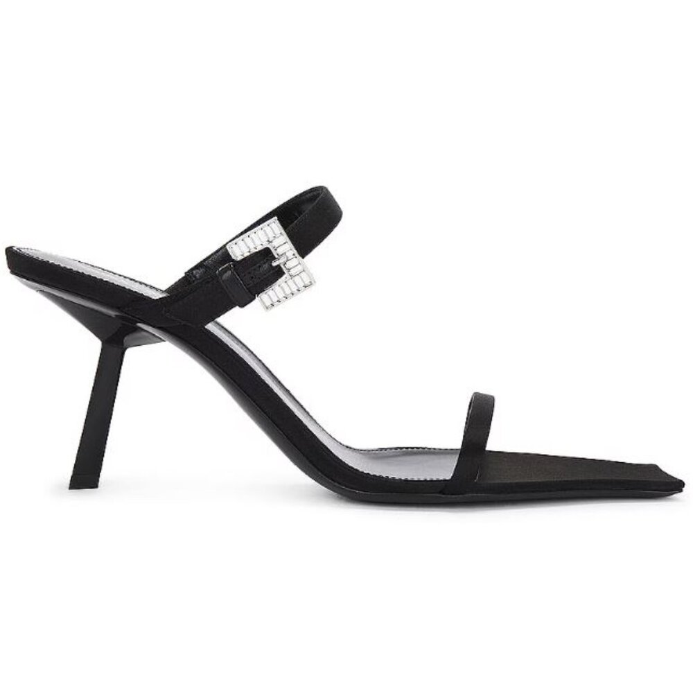 NIB Saint Laurent Hope Crystal-Buckle Slingback Sandal, Size 37.5